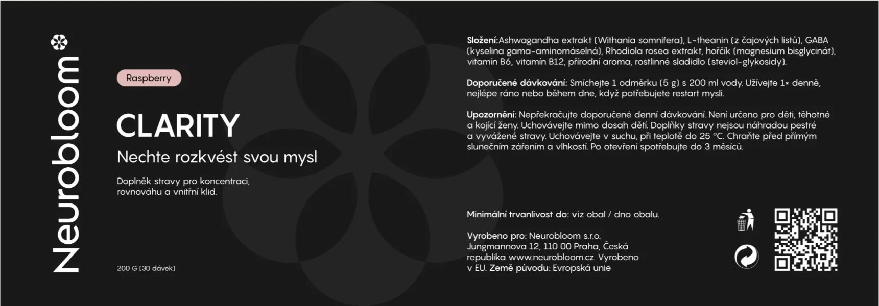 Rozvinutá etiketa Neurobloom Clarity